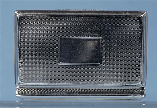 An early Victorian silver snuff box, by Nathaniel Mills, Length 78mm. Weight: 2.2oz/71grms